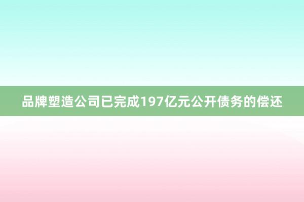 品牌塑造公司已完成197亿元公开债务的偿还