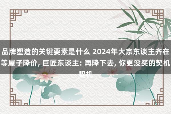 品牌塑造的关键要素是什么 2024年大宗东谈主齐在等屋子降价, 巨匠东谈主: 再降下去, 你更没买的契机