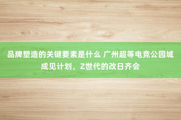 品牌塑造的关键要素是什么 广州超等电竞公园城成见计划，Z世代的改日齐会