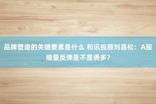 品牌塑造的关键要素是什么 和讯投顾刘昌松：A股缩量反弹是不是诱多？