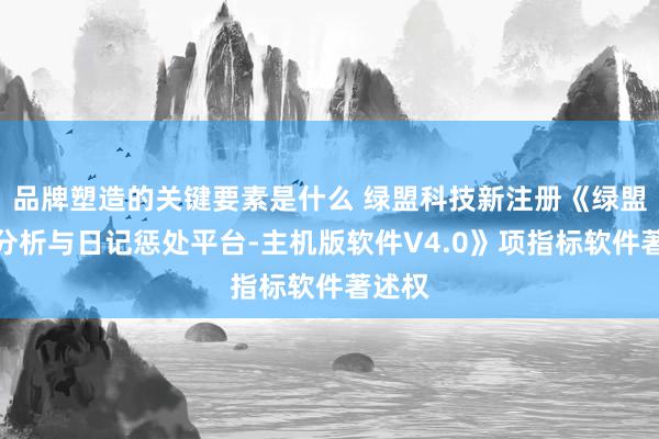 品牌塑造的关键要素是什么 绿盟科技新注册《绿盟威逼分析与日记惩处平台-主机版软件V4.0》项指标软件著述权