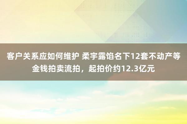 客户关系应如何维护 柔宇露馅名下12套不动产等金钱拍卖流拍，起拍价约12.3亿元