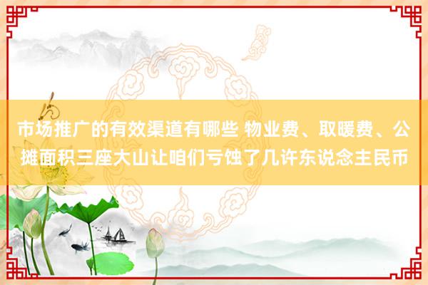 市场推广的有效渠道有哪些 物业费、取暖费、公摊面积三座大山让咱们亏蚀了几许东说念主民币