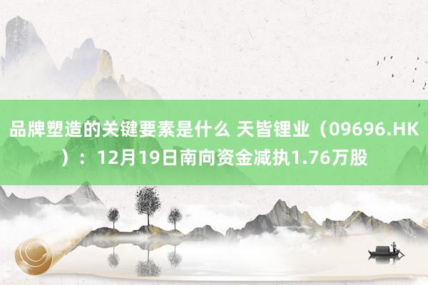 品牌塑造的关键要素是什么 天皆锂业（09696.HK）：12月19日南向资金减执1.76万股