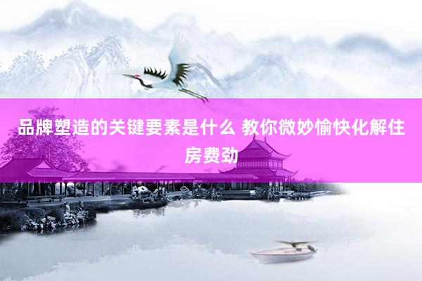 品牌塑造的关键要素是什么 教你微妙愉快化解住房费劲