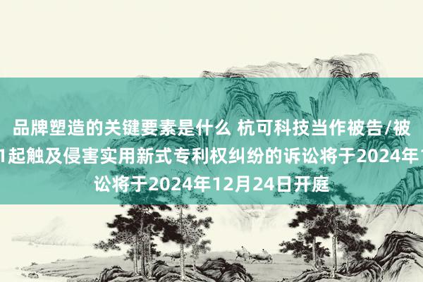 品牌塑造的关键要素是什么 杭可科技当作被告/被上诉东谈主的1起触及侵害实用新式专利权纠纷的诉讼将于2024年12月24日开庭