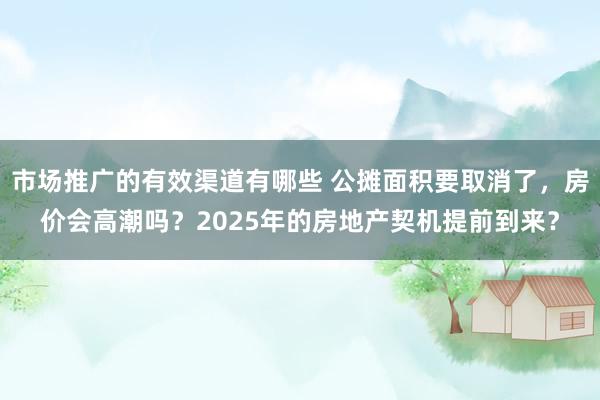 市场推广的有效渠道有哪些 公摊面积要取消了，房价会高潮吗？2025年的房地产契机提前到来？