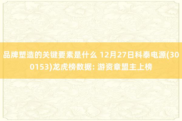 品牌塑造的关键要素是什么 12月27日科泰电源(300153)龙虎榜数据: 游资章盟主上榜