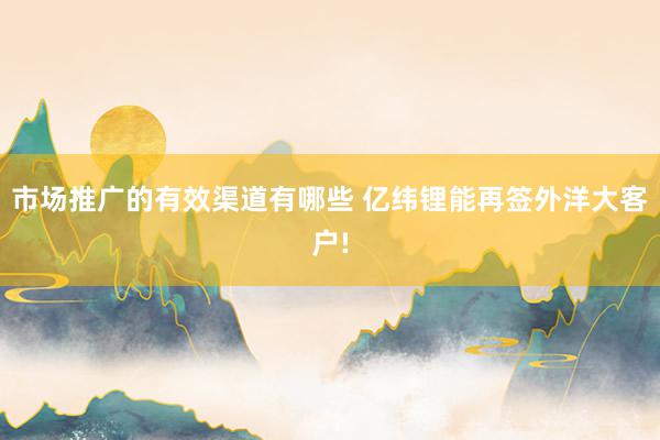 市场推广的有效渠道有哪些 亿纬锂能再签外洋大客户!