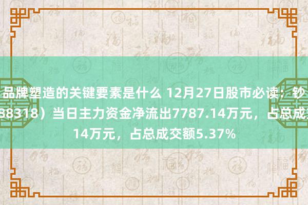 品牌塑造的关键要素是什么 12月27日股市必读：钞票趋势（688318）当日主力资金净流出7787.14万元，占总成交额5.37%