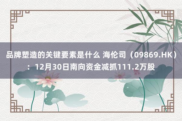 品牌塑造的关键要素是什么 海伦司（09869.HK）：12月30日南向资金减抓111.2万股