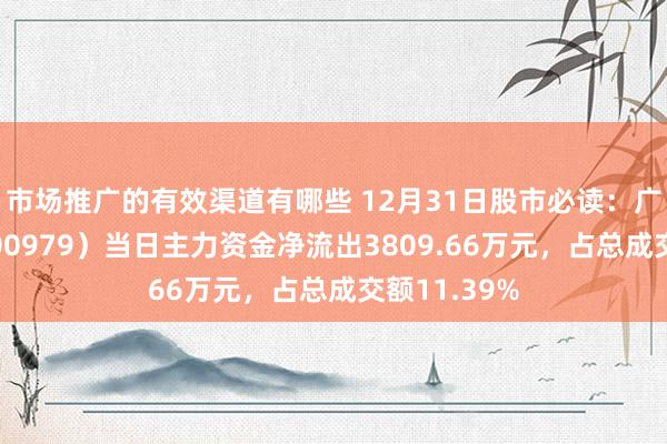 市场推广的有效渠道有哪些 12月31日股市必读：广安爱众（600979）当日主力资金净流出3809.66万元，占总成交额11.39%