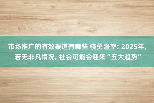 市场推广的有效渠道有哪些 骁勇瞻望: 2025年, 若无非凡情况, 社会可能会迎来“五大趋势”