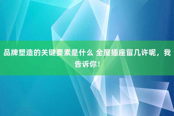 品牌塑造的关键要素是什么 全屋插座留几许呢，我告诉你！