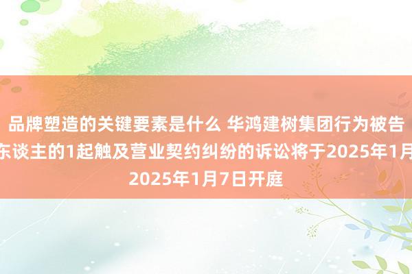 品牌塑造的关键要素是什么 华鸿建树集团行为被告/被上诉东谈主的1起触及营业契约纠纷的诉讼将于2025年1月7日开庭