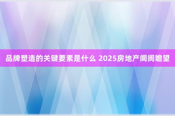 品牌塑造的关键要素是什么 2025房地产阛阓瞻望