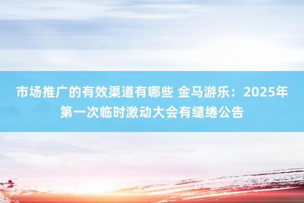 市场推广的有效渠道有哪些 金马游乐：2025年第一次临时激动大会有缱绻公告