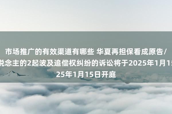 市场推广的有效渠道有哪些 华夏再担保看成原告/上诉东说念主的2起波及追偿权纠纷的诉讼将于2025年1月15日开庭