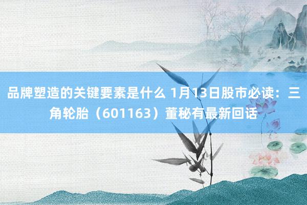 品牌塑造的关键要素是什么 1月13日股市必读：三角轮胎（601163）董秘有最新回话