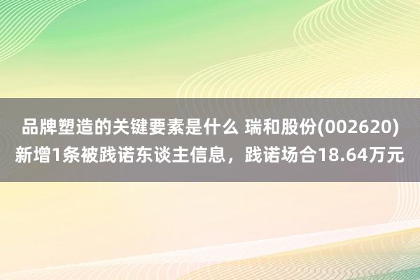 品牌塑造的关键要素是什么 瑞和股份(002620)新增1条被践诺东谈主信息，践诺场合18.64万元