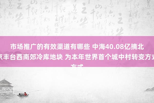 市场推广的有效渠道有哪些 中海40.08亿摘北京丰台西南郊冷库地块 为本年世界首个城中村转变方式