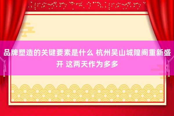 品牌塑造的关键要素是什么 杭州吴山城隍阁重新盛开 这两天作为多多