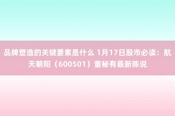 品牌塑造的关键要素是什么 1月17日股市必读：航天朝阳（600501）董秘有最新陈说