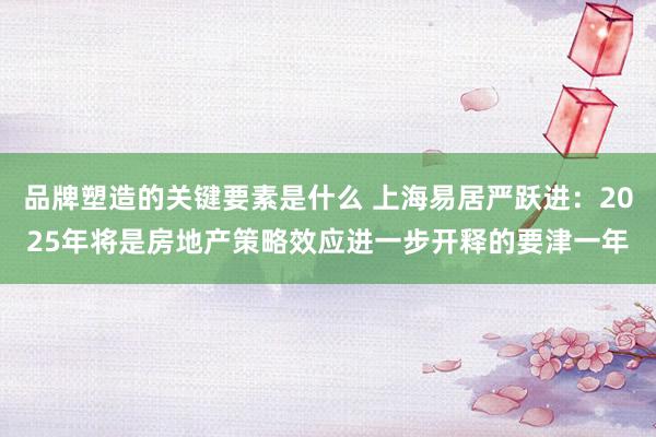 品牌塑造的关键要素是什么 上海易居严跃进：2025年将是房地产策略效应进一步开释的要津一年