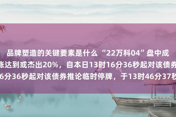 品牌塑造的关键要素是什么 “22万科04”盘中成交价较前收盘价初次高涨达到或杰出20%，自本日13时16分36秒起对该债券推论临时停牌，于13时46分37秒复牌