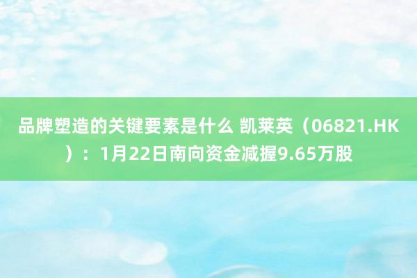 品牌塑造的关键要素是什么 凯莱英（06821.HK）：1月22日南向资金减握9.65万股