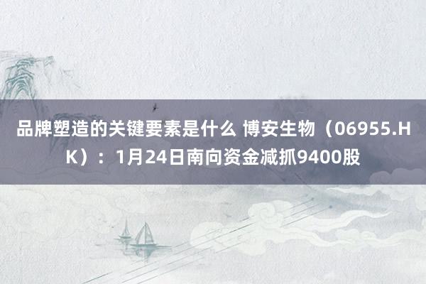 品牌塑造的关键要素是什么 博安生物（06955.HK）：1月24日南向资金减抓9400股