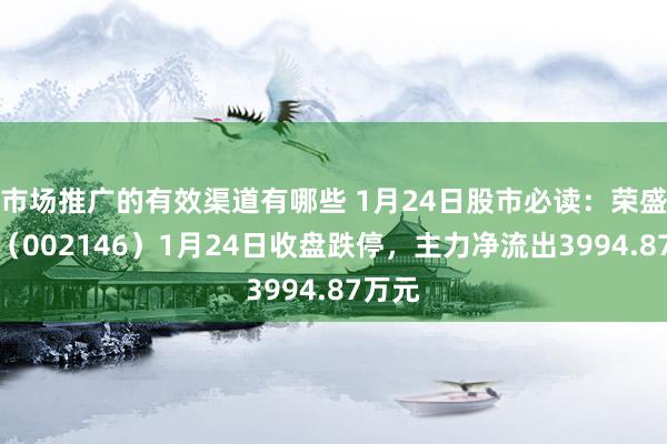 市场推广的有效渠道有哪些 1月24日股市必读：荣盛发展（002146）1月24日收盘跌停，主力净流出3994.87万元