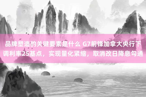 品牌塑造的关键要素是什么 G7前锋加拿大央行下调利率25基点，实现量化紧缩，取消改日降息勾通