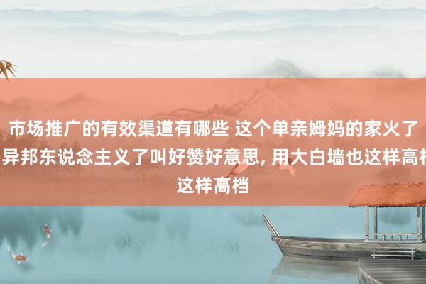 市场推广的有效渠道有哪些 这个单亲姆妈的家火了, 异邦东说念主义了叫好赞好意思, 用大白墙也这样高档