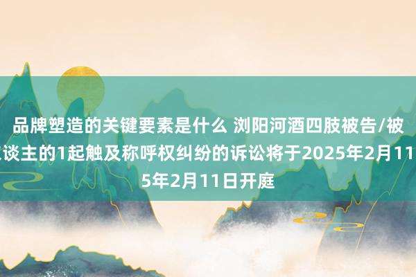 品牌塑造的关键要素是什么 浏阳河酒四肢被告/被上诉东谈主的1起触及称呼权纠纷的诉讼将于2025年2月11日开庭