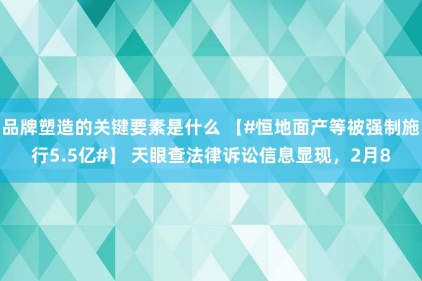 品牌塑造的关键要素是什么 【#恒地面产等被强制施行5.5亿#】 天眼查法律诉讼信息显现，2月8