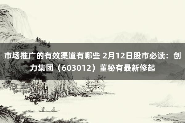 市场推广的有效渠道有哪些 2月12日股市必读：创力集团（603012）董秘有最新修起