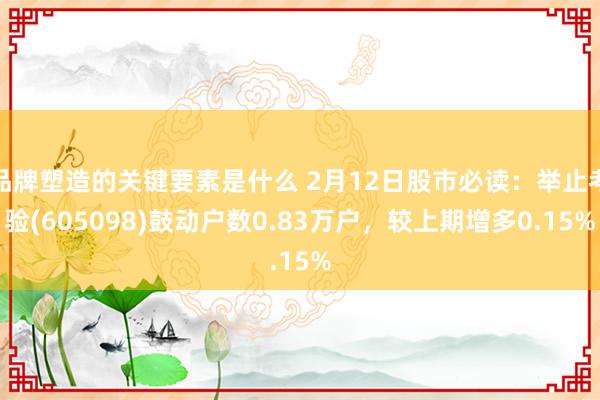 品牌塑造的关键要素是什么 2月12日股市必读：举止考验(605098)鼓动户数0.83万户，较上期增多0.15%