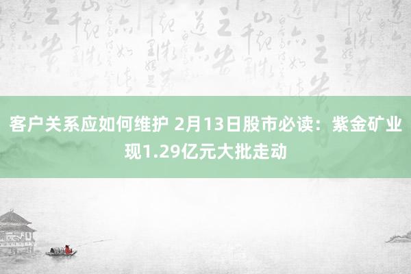 客户关系应如何维护 2月13日股市必读：紫金矿业现1.29亿元大批走动