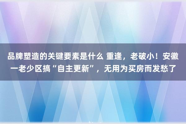 品牌塑造的关键要素是什么 重逢，老破小！安徽一老少区搞“自主更新”，无用为买房而发愁了