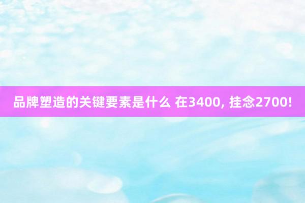 品牌塑造的关键要素是什么 在3400, 挂念2700!