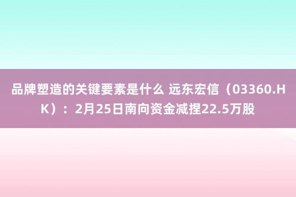 品牌塑造的关键要素是什么 远东宏信（03360.HK）：2月25日南向资金减捏22.5万股