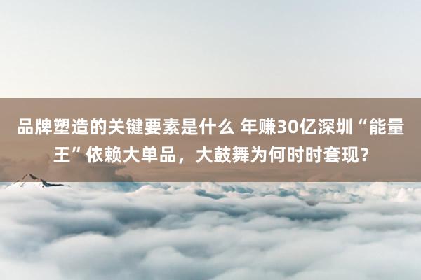 品牌塑造的关键要素是什么 年赚30亿深圳“能量王”依赖大单品，大鼓舞为何时时套现？