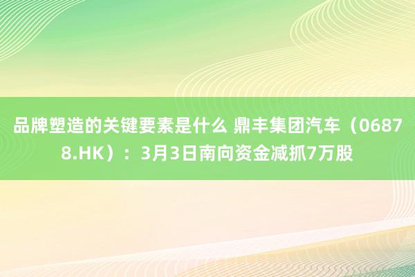 品牌塑造的关键要素是什么 鼎丰集团汽车（06878.HK）：3月3日南向资金减抓7万股