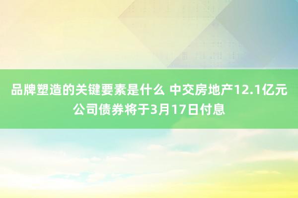 品牌塑造的关键要素是什么 中交房地产12.1亿元公司债券将于3月17日付息