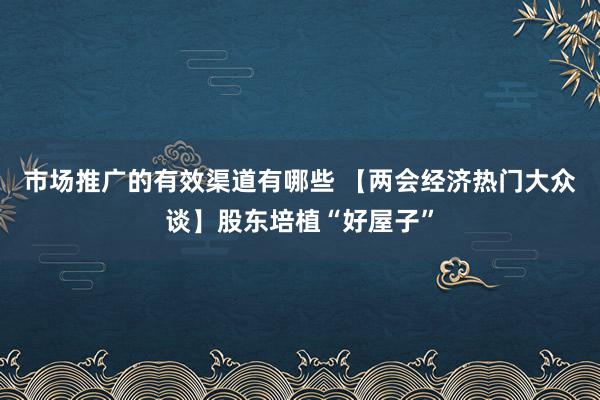 市场推广的有效渠道有哪些 【两会经济热门大众谈】股东培植“好屋子”