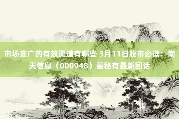 市场推广的有效渠道有哪些 3月11日股市必读：南天信息（000948）董秘有最新回话