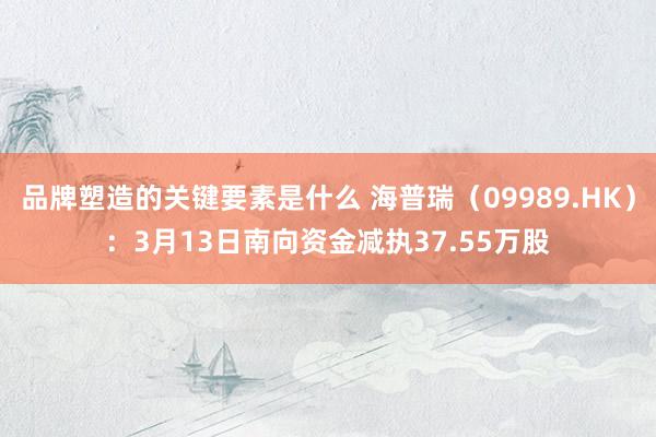 品牌塑造的关键要素是什么 海普瑞（09989.HK）：3月13日南向资金减执37.55万股